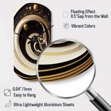 Black, Silver And Gold Blending Swirls VII - Asymmetric Metal Wall Clock