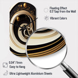 Black, Silver And Gold Blending Swirls VII - Asymmetric Metal Wall Clock