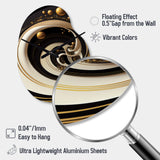 Black, Silver And Gold Blending Swirls VII - Asymmetric Metal Wall Clock