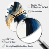 Blue And Gold Swirl Abstract I - Asymmetric Metal Wall Clock