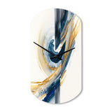Blue And Gold Swirl Abstract V - Asymmetric Metal Wall Clock