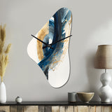 Blue And Gold Swirl Abstract VI - Asymmetric Metal Wall Clock