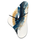 Blue And Gold Swirl Abstract VI - Asymmetric Metal Wall Clock