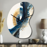 Blue And Gold Swirl Abstract VI - Asymmetric Metal Wall Clock