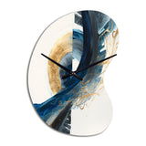 Blue And Gold Swirl Abstract VI - Asymmetric Metal Wall Clock