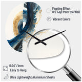 Blue And Gold Swirl Abstract VI - Asymmetric Metal Wall Clock