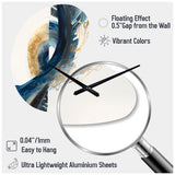 Blue And Gold Swirl Abstract VI - Asymmetric Metal Wall Clock