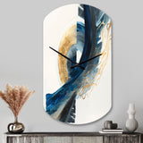 Blue And Gold Swirl Abstract VI - Asymmetric Metal Wall Clock