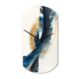 Blue And Gold Swirl Abstract VI - Asymmetric Metal Wall Clock