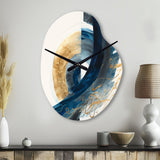 Blue And Gold Swirl Abstract VI - Asymmetric Metal Wall Clock