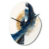 Blue And Gold Swirl Abstract VI - Asymmetric Metal Wall Clock