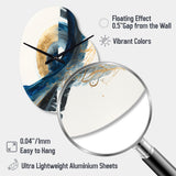 Blue And Gold Swirl Abstract VI - Asymmetric Metal Wall Clock