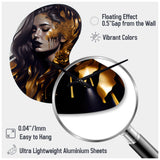 Gold And Black Sensual Woman I - Asymmetric Metal Wall Clock