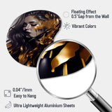 Gold And Black Sensual Woman I - Asymmetric Metal Wall Clock