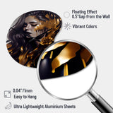 Gold And Black Sensual Woman I - Asymmetric Metal Wall Clock