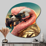 Flamingo Gangster In NYC III - Asymmetric Metal Wall Clock