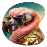 Flamingo Gangster In NYC III - Asymmetric Metal Wall Clock