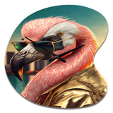 Flamingo Gangster In NYC III - Asymmetric Metal Wall Clock