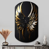Black Silver And Gold Angel Wings II - Asymmetric Metal Wall Clock
