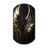 Black Silver And Gold Angel Wings II - Asymmetric Metal Wall Clock