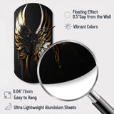 Black Silver And Gold Angel Wings II - Asymmetric Metal Wall Clock