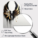 Black Silver And Gold Angel Wings III - Asymmetric Metal Wall Clock