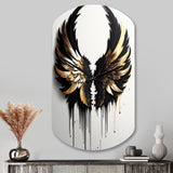 Black Silver And Gold Angel Wings III - Asymmetric Metal Wall Clock