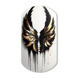 Black Silver And Gold Angel Wings III - Asymmetric Metal Wall Clock
