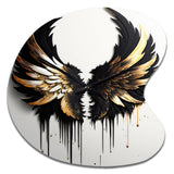 Black Silver And Gold Angel Wings III - Asymmetric Metal Wall Clock