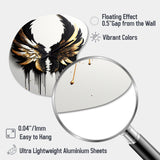 Black Silver And Gold Angel Wings III - Asymmetric Metal Wall Clock