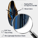 Blue And Gold Angel Wings III - Asymmetric Metal Wall Clock