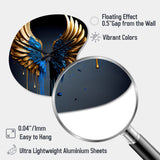 Blue And Gold Angel Wings III - Asymmetric Metal Wall Clock