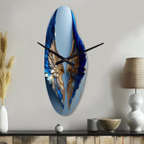 Blue And Gold Angel Wings V - Asymmetric Metal Wall Clock