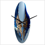 Blue And Gold Angel Wings V - Asymmetric Metal Wall Clock