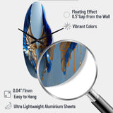 Blue And Gold Angel Wings V - Asymmetric Metal Wall Clock