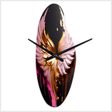 Pink, Gold And Black Angel Wings I - Asymmetric Metal Wall Clock