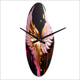 Pink, Gold And Black Angel Wings I - Asymmetric Metal Wall Clock