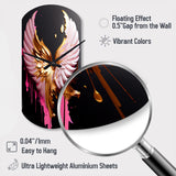 Pink, Gold And Black Angel Wings I - Asymmetric Metal Wall Clock