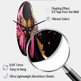 Pink, Gold And Black Angel Wings III - Asymmetric Metal Wall Clock