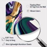 Purple, Green And Gold Bold Strokes I - Asymmetric Metal Wall Clock