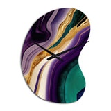 Purple, Green And Gold Bold Strokes II - Asymmetric Metal Wall Clock