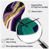 Purple, Green And Gold Bold Strokes II - Asymmetric Metal Wall Clock