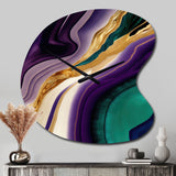 Purple, Green And Gold Bold Strokes II - Asymmetric Metal Wall Clock