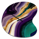Purple, Green And Gold Bold Strokes II - Asymmetric Metal Wall Clock