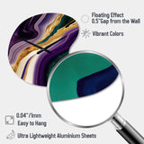 Purple, Green And Gold Bold Strokes II - Asymmetric Metal Wall Clock