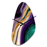 Purple, Green And Gold Bold Strokes II - Asymmetric Metal Wall Clock