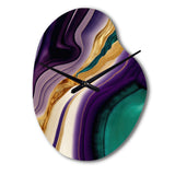 Purple, Green And Gold Bold Strokes II - Asymmetric Metal Wall Clock