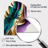 Purple, Green And Gold Bold Strokes III - Asymmetric Metal Wall Clock