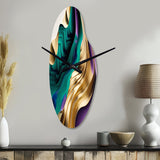 Purple, Green And Gold Bold Strokes III - Asymmetric Metal Wall Clock