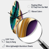 Purple, Green And Gold Bold Strokes III - Asymmetric Metal Wall Clock